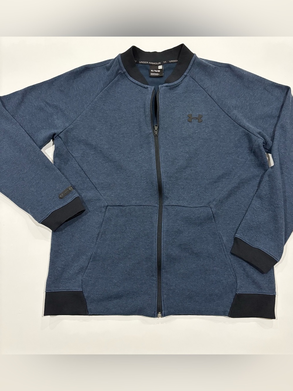 Under‎ Armour Bomber Jacket XL Blue Full Zip Athletic Track Sweatshirt Men’s